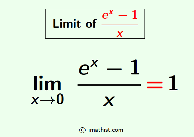 Limit of (e^x-1)/x when x tends to 0